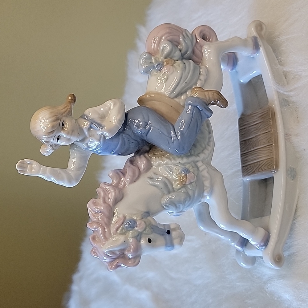 PAUL SEBASTIAN Girl on Rocking Horse 1991 Collection Pastel Porcelain‎ Figure